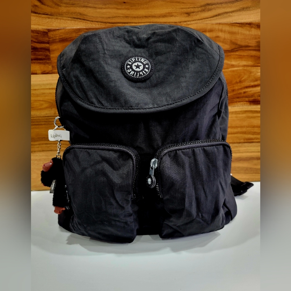 BACKPACK KIPLING BLACK MEDIUM BAG FIONA NEW